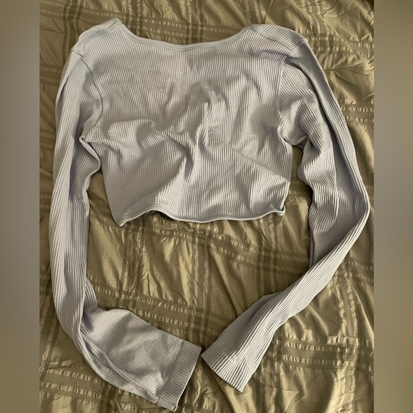 Garage Sexy Twist Blue Long Sleeve Ribbed Croptop - Picture 4 of 4